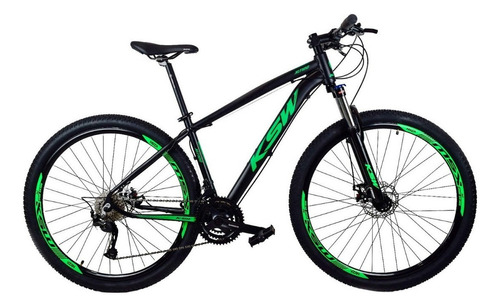 Bicicleta Aro 29 Ksw Xlt 100 27 Vel. Alivio 7.0 Cor Preto/verde Tamanho Do Quadro 17