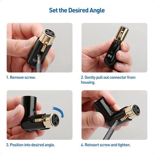 Adaptador De Ángulo Xlr De 3 Pines, 3 Piezas, Ajustable De M