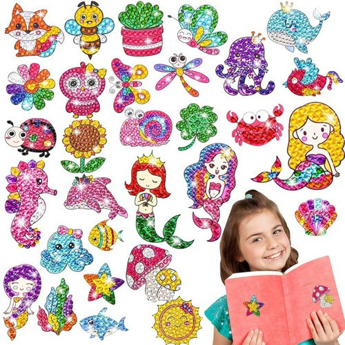 30 Pieces Children's Day Paint Diamond Stickers