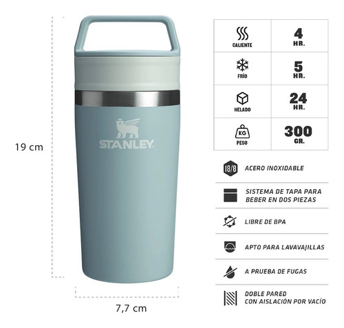 Vaso Térmico Stanley Café To-go Travel Mug 354 Ml. Seafoam Lisa