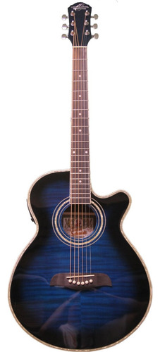 Guitarra Electroacústica 6 Cuerdas Oscar Schmidt Og10cef Color Azul Transparente