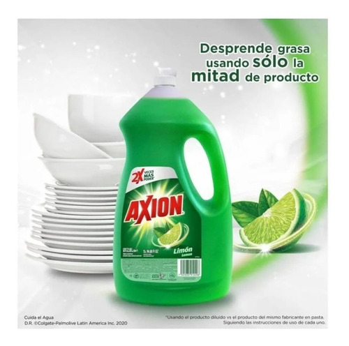 Detergente Lavatrastes Axion Limón Líquido 2800ml En Botella