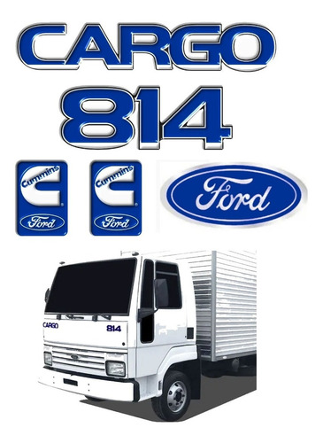 Kit Adesivos Resinados Emblemas Ford Cargo 814 Completo Cor Azul