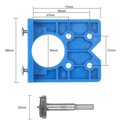 Azul 35mm Bisagra Perforación Jig Guía Oculta Agujero