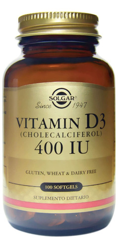 Vitamina D3 Solgar 400iu X 100 Capsulas