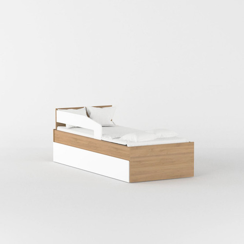 Cama Individual Para Dormitorio Linnea En Tableros Laminados Color Serrano