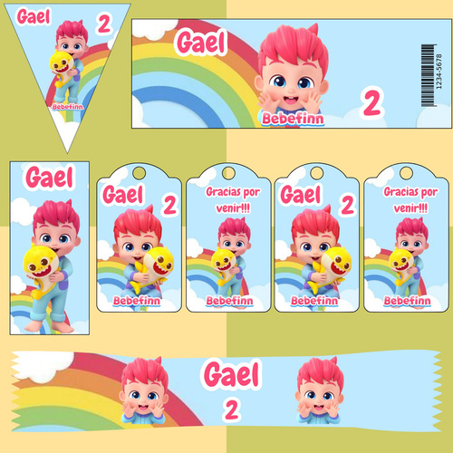 Kit Imprimible Cumpleaños,candy Bar Bebefinn Personalizable