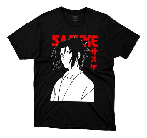 Playera Anime Manga Naruto Uchiha Sasuke Letras Rojas