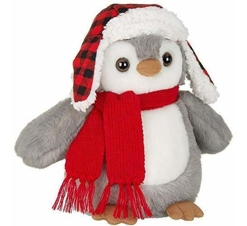 Peluche De Pingüino De Felpa Con Sombrero Y Bufanda, H196z