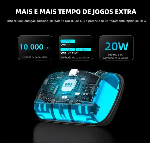 Bobovr S3 Pro Strap Com Bateria 10000mah Para Quest 3 3s