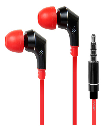 Isound Audifono In Ear Em-100 C/mic Negro/rojo