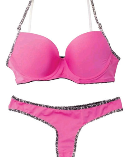 Conjunto Celi Soft C/base/push/up Lycra+less Común( Art017 ) Negro Lycra 95