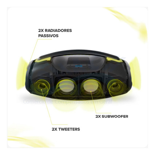 Caixa De Som Portátil Waaw Hyperboom 1000 Com Bluetooth 180w