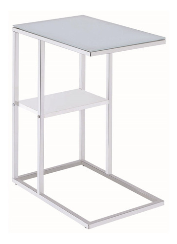 Imagen 4 de 4 de Mesa De Servicio Moderna, Mesita De Cristal Blanca