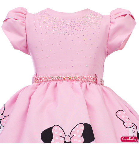 Vestido Infantil Minnie Rosa Princesa Aniversário Festa
