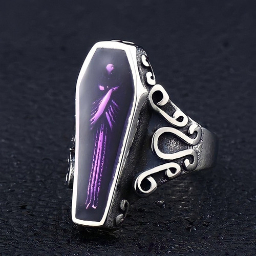 Anillo En Acero Quirúrgico Modelo Ataúd Anillos Regalo Dark