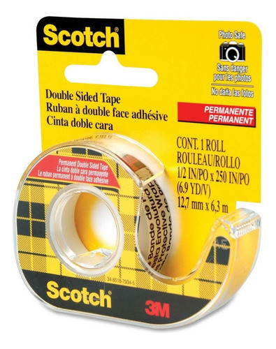 Cinta Doble Faz Scotch 3m Ancho 12,7mm Con Dispensador