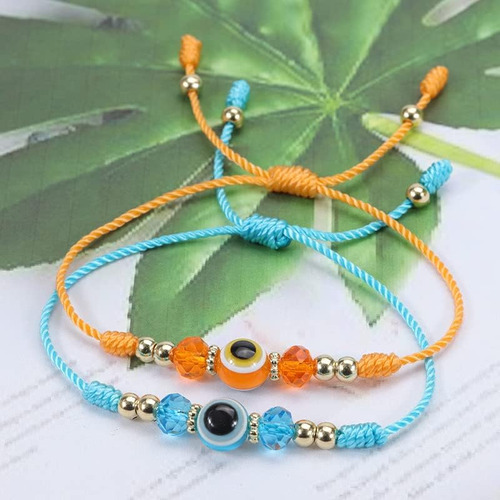 Soyzvteo 6 Pulseras De Mal De Ojo Ajustables Con Abalorio De