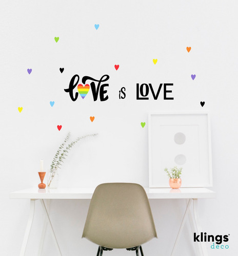 Imagen 3 de 5 de Vinilo Decorativo Frase Love Is Love Orgullo Arcoiris