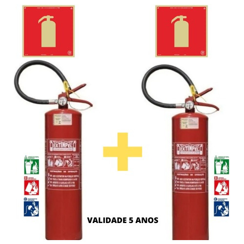2 Extintores De Incêndio 6kg Abc 5anos + Suporte +placa