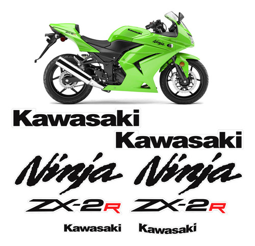 Kit Adesivos Moto Kawasaki Ninja 250r Zx-2r 2010 2011 Preto