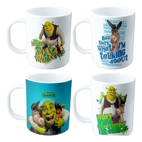 Set De Tazas De Plastico - Shrek X4