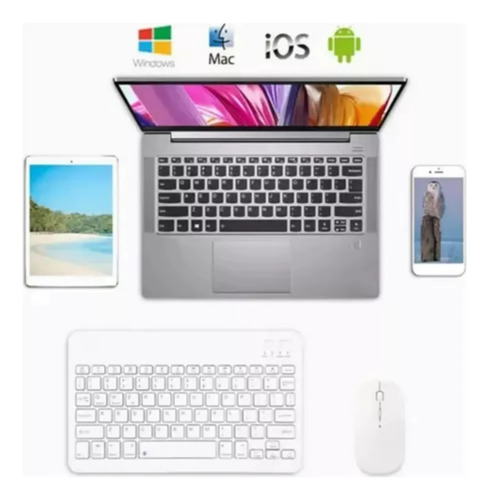 Teclado Mouse Bluetooth Compatible Lenovo M11 Blanco Blanco