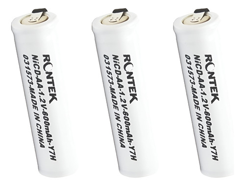 Bat. Aa 600mah C/ Terminais Rontek 1,2v (kit C/3 Peças)