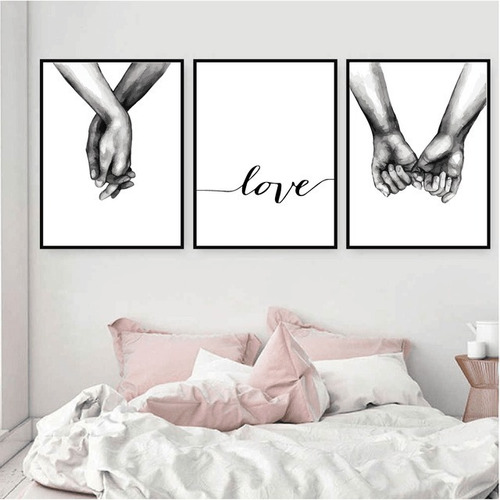 Imagen 1 de 1 de Cuadros Trípticos Para La Habitación- 30x40 - Love - Manos