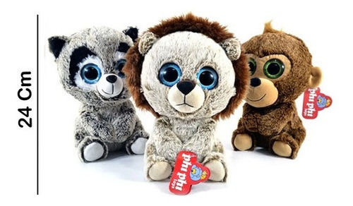 Peluche Animales Jaspeados Sentados Ojos Grandes 24 Cm