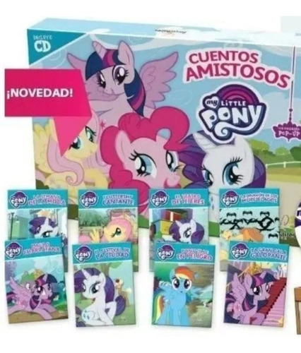 Libro Cuentos Amistosos My Little Pony de Mineo Andrea editorial BarcelBaires 8 Vol. + Cd + Pop Up