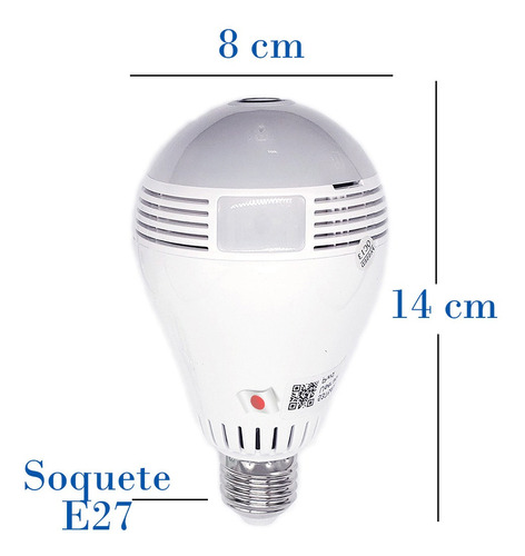 Imagem 5 de 6 de Camera Lampada Ip Segurança Espia Wifi V380 Visão Noturna