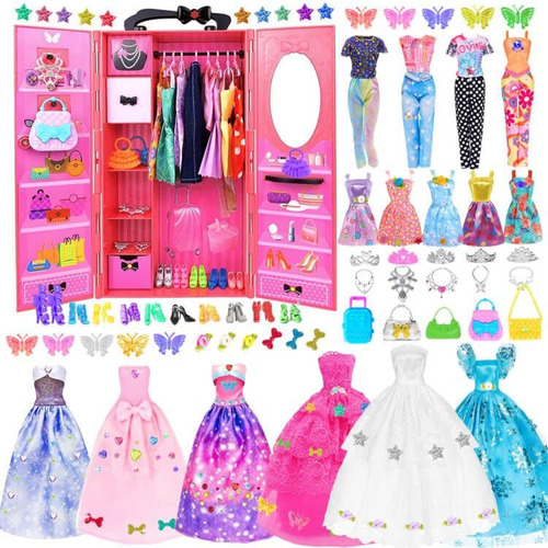 Muñecas Barbie  Ebuddy - Juego De 145 Armarios Para Muñecas,