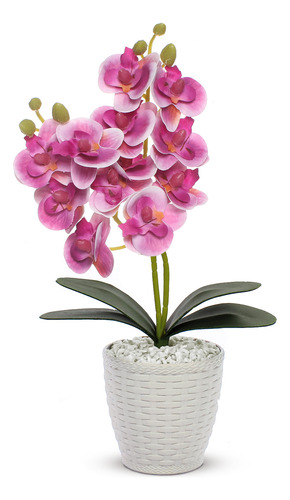 Vaso Flores Artificiais Arranjo Orquídea Decorativa Premium