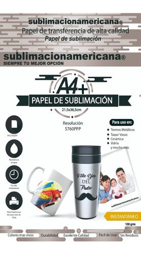 Papel De Sublimación Resma A4+ Secado Instantáneo 