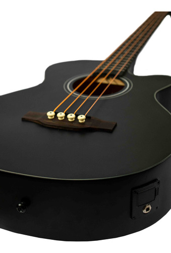 Bajo Bamboo electroacustico negro 40" con funda acabado mate 4 cuerdas orientación diestro