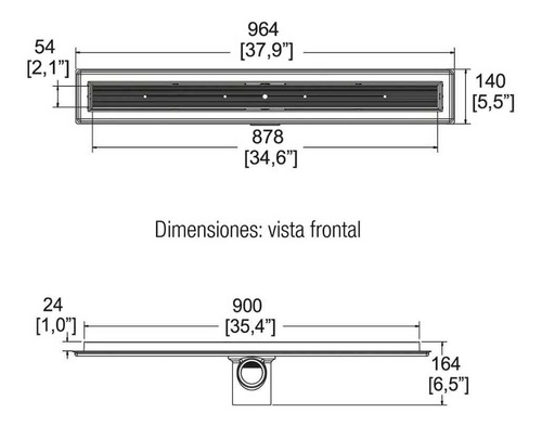 24-rhli-90 Helvex Coladera Para Inserto Rectangular 90cm Cr.