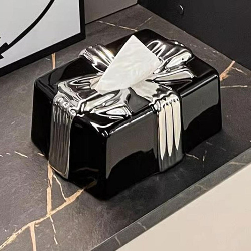 Caja De Pañuelos De Cerámica, Caja De Papel Tisú Negro