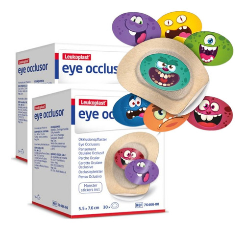 (60 Piezas) Parche Ocular Infantil Leukoplast 5cm X 7.6cm