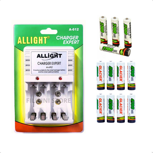 Filipini Store Kit 12 Pilhas Recarregáveis (8aa E 4aa) + Carregador