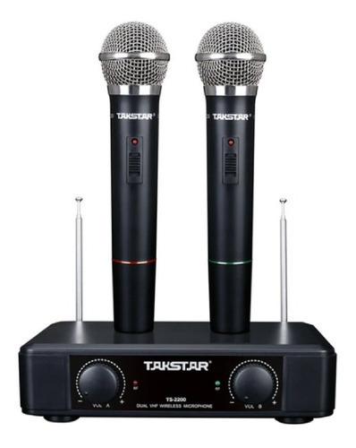 Sistema Inalambrico Vhf Doble De Mano Takstar Ts2200 Color Negro