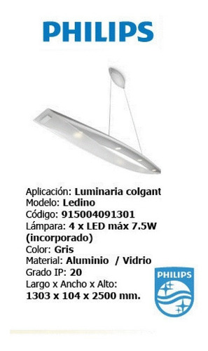 Colgante Philips Ledino Arco 4 Leds Incorporados Nexo