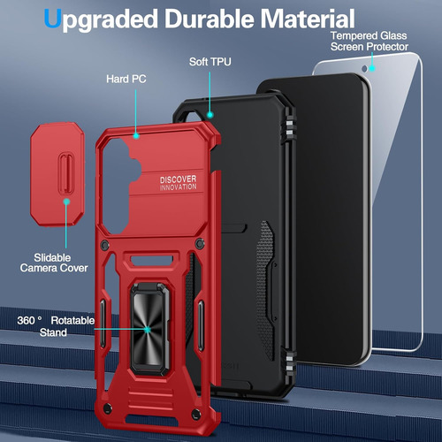 Funda Uso Rudo Cámara Para Galaxy S23 Fe Carcasa+mica Rojo Samsung Galaxy S23 Fe/fan Edition
