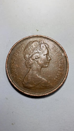 2 New Pence 1971 Reina Elisabeth Ii