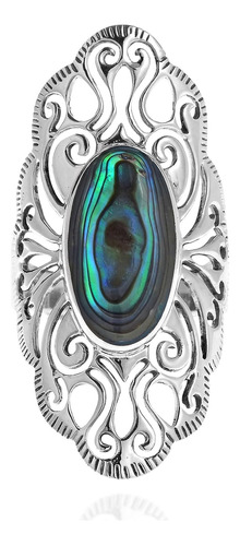 Anillo Plata 925 Con Diseño Remolino Filigrana Diseño Ovalad