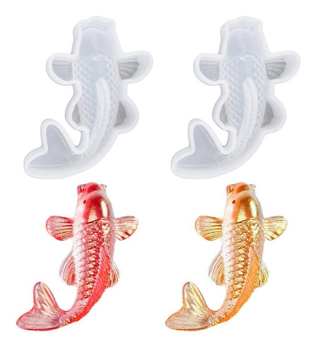 2 Moldes De Resina De Silicona Koi Fish Koi Goldfish Colgant