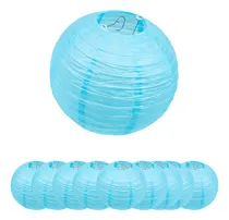 Comprar Valo Concept Pack 10 Lámparas Pantallas Chinas De Papel 20cm Estructura Azul Celeste