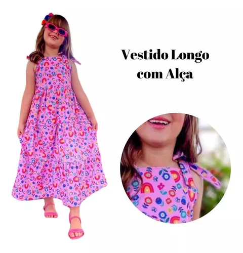 VESTIDO LONGO INFANTIL MENINA ESTAMPADO