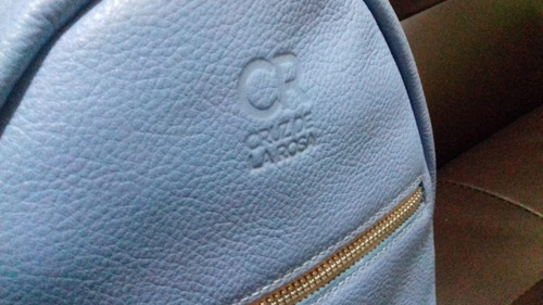 Mochila De Cuero Celeste