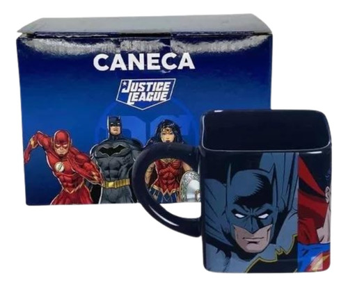 Caneca Quadrada Liga Da Justiça Personagens Desenho Hq